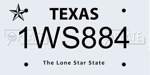1WS884 Texas License Plate