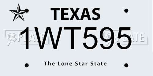 1WT595 Texas License Plate