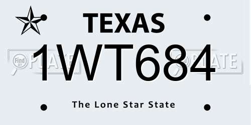 1WT684 Texas License Plate