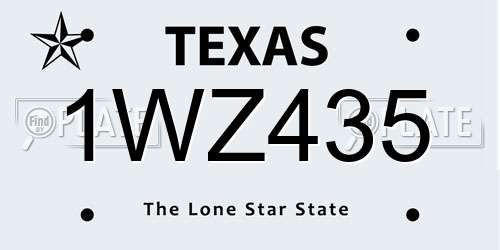 1WZ435 Texas License Plate