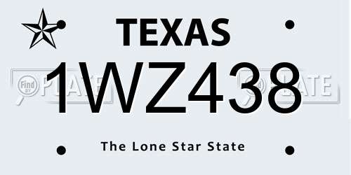 1WZ438 Texas License Plate