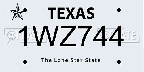 1WZ744 Texas License Plate
