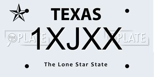 1XJXX Texas License Plate
