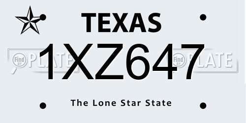 1XZ647 Texas License Plate