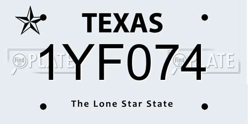 1YF074 Texas License Plate