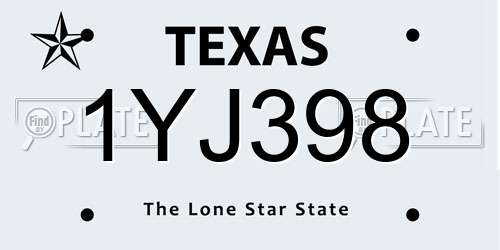 1YJ398 Texas License Plate
