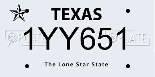 1YY651 Texas License Plate