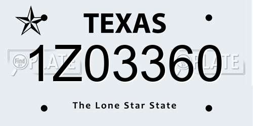 1Z03360 Texas License Plate