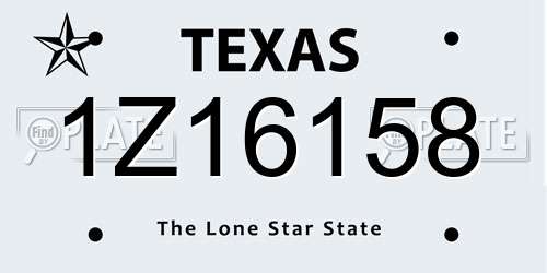 1Z16158 Texas License Plate