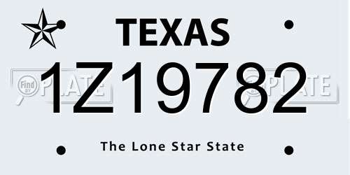 1Z19782 Texas License Plate