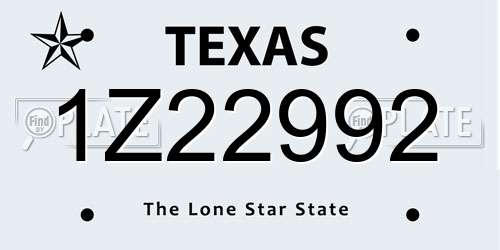 1Z22992 Texas License Plate