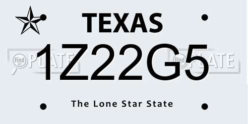 1Z22G5 Texas License Plate