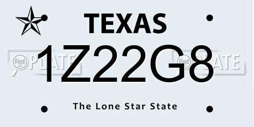 1Z22G8 Texas License Plate