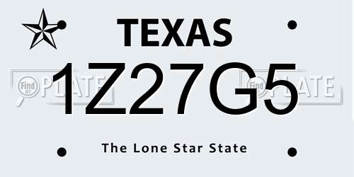 1Z27G5 Texas License Plate