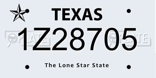 1Z28705 Texas License Plate