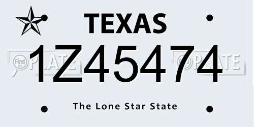 1Z45474 Texas License Plate