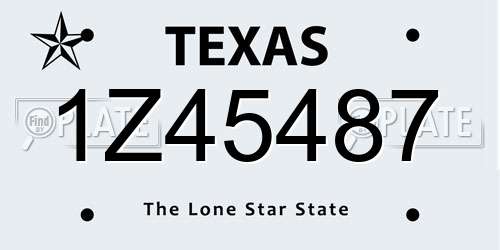 1Z45487 Texas License Plate