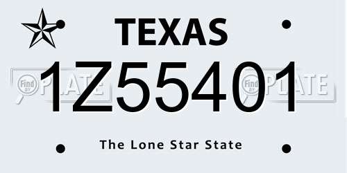1Z55401 Texas License Plate