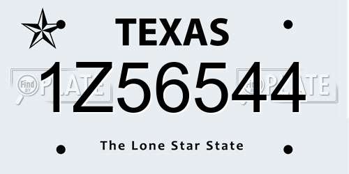 1Z56544 Texas License Plate