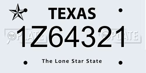 1Z64321 Texas License Plate