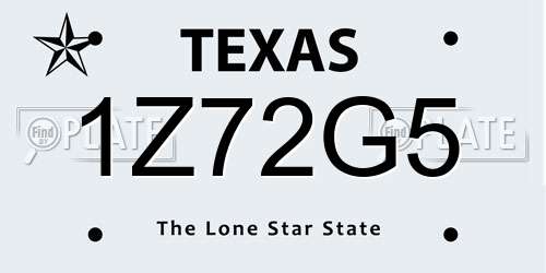 1Z72G5 Texas License Plate