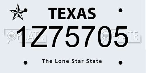1Z75705 Texas License Plate