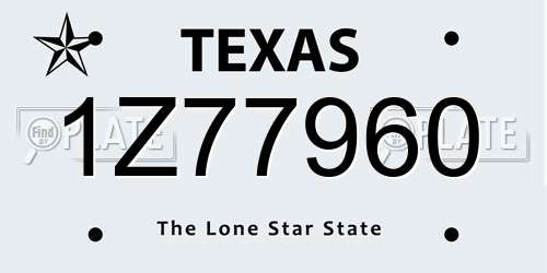 1Z77960 Texas License Plate