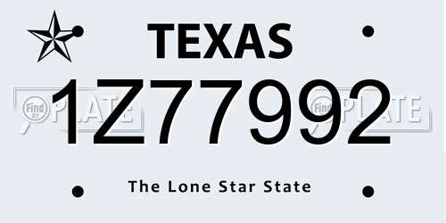 1Z77992 Texas License Plate