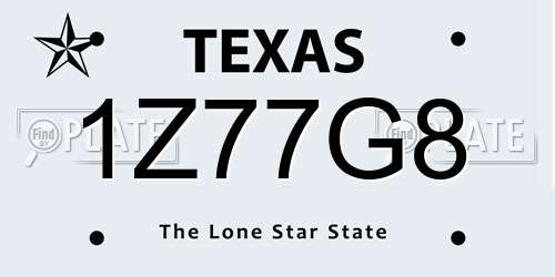 1Z77G8 Texas License Plate