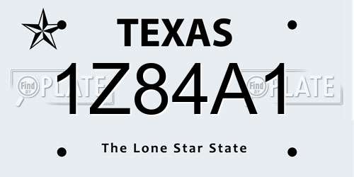 1Z84A1 Texas License Plate