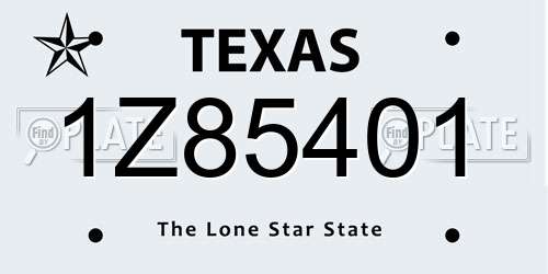 1Z85401 Texas License Plate