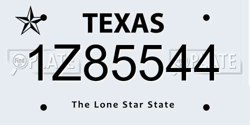 1Z85544 Texas License Plate