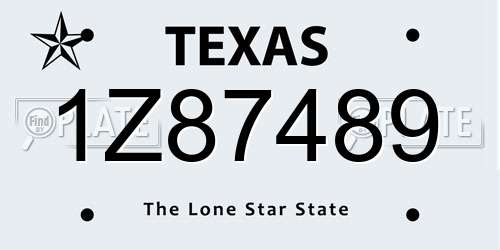 1Z87489 Texas License Plate