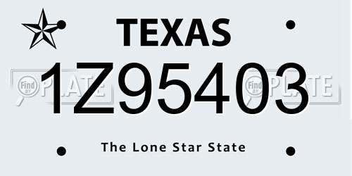 1Z95403 Texas License Plate