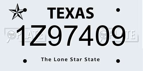 1Z97409 Texas License Plate