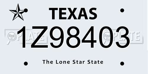 1Z98403 Texas License Plate