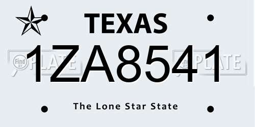 1ZA8541 Texas License Plate