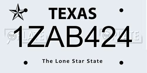 1ZAB424 Texas License Plate