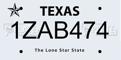 1ZAB474 Texas License Plate