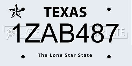 1ZAB487 Texas License Plate