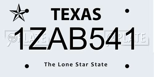 1ZAB541 Texas License Plate