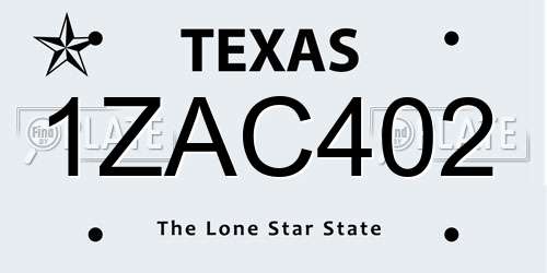 1ZAC402 Texas License Plate