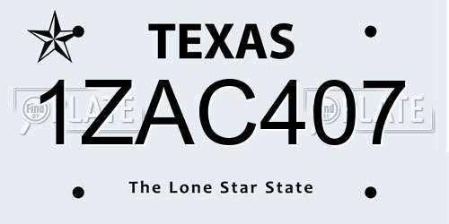 1ZAC407 Texas License Plate
