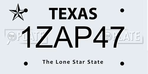 1ZAP47 Texas License Plate