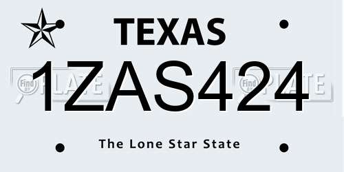 1ZAS424 Texas License Plate