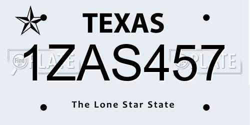 1ZAS457 Texas License Plate