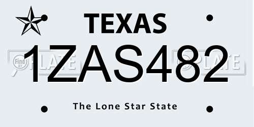1ZAS482 Texas License Plate