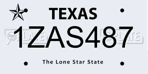 1ZAS487 Texas License Plate