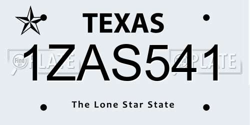 1ZAS541 Texas License Plate