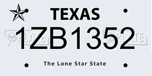 1ZB1352 Texas License Plate